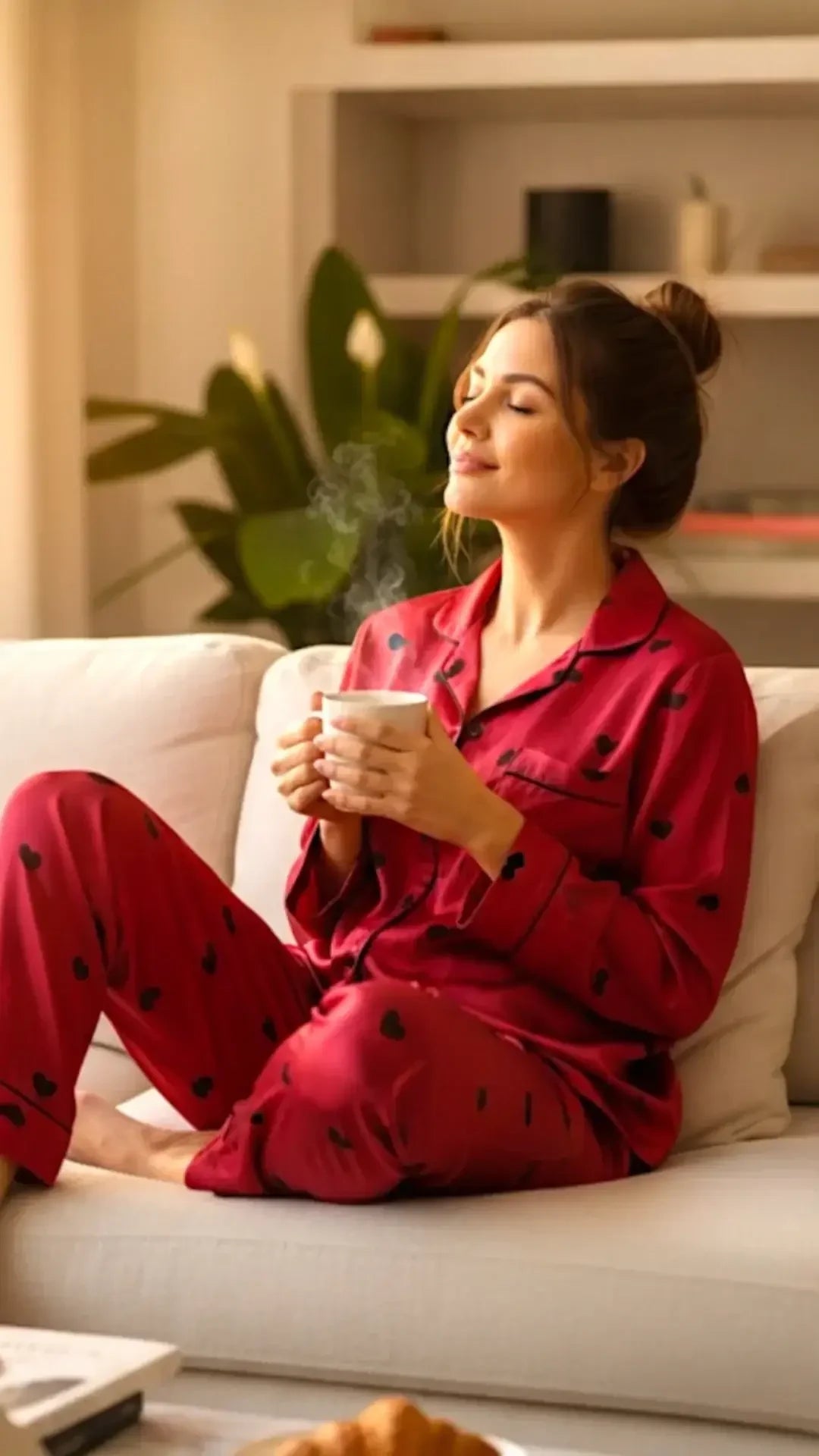 Magenta 🖤 Hearts Poly Linen - ELORA OFFICIAL