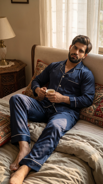 Men’s Plain Navy Silk