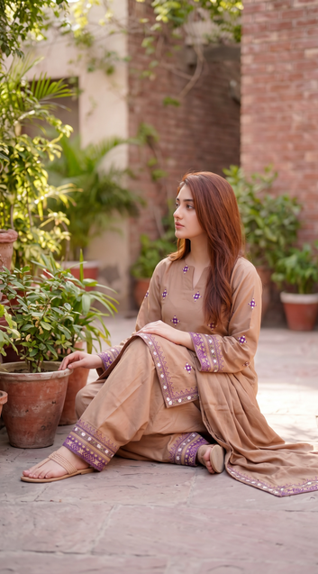Beige 2PCS Viscose Suit