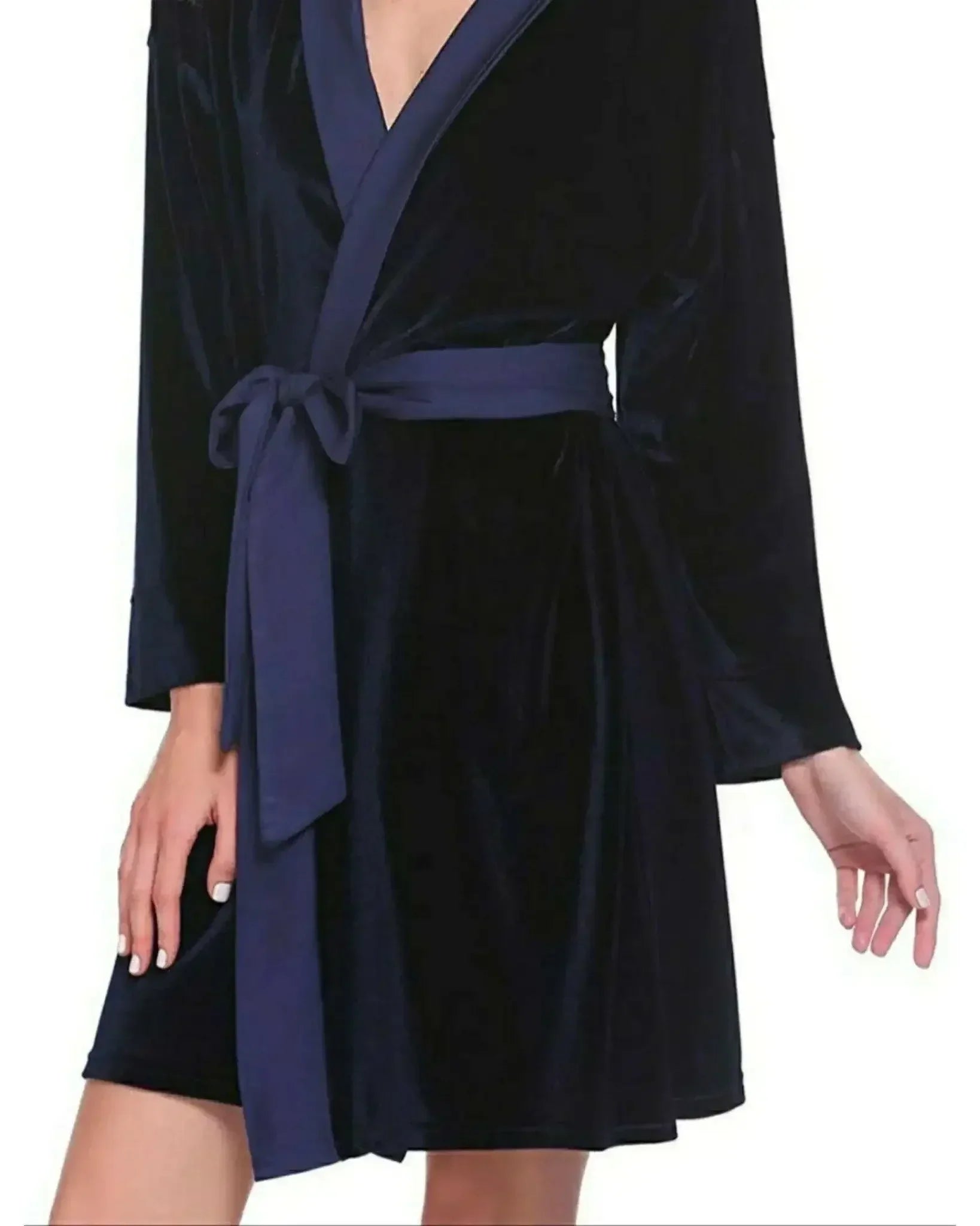 navy-velvet-solid-robe-gown-elora-by-m-silk-robe-set-33277087154362 - ELORA OFFICIAL - elora.com.pk - PK