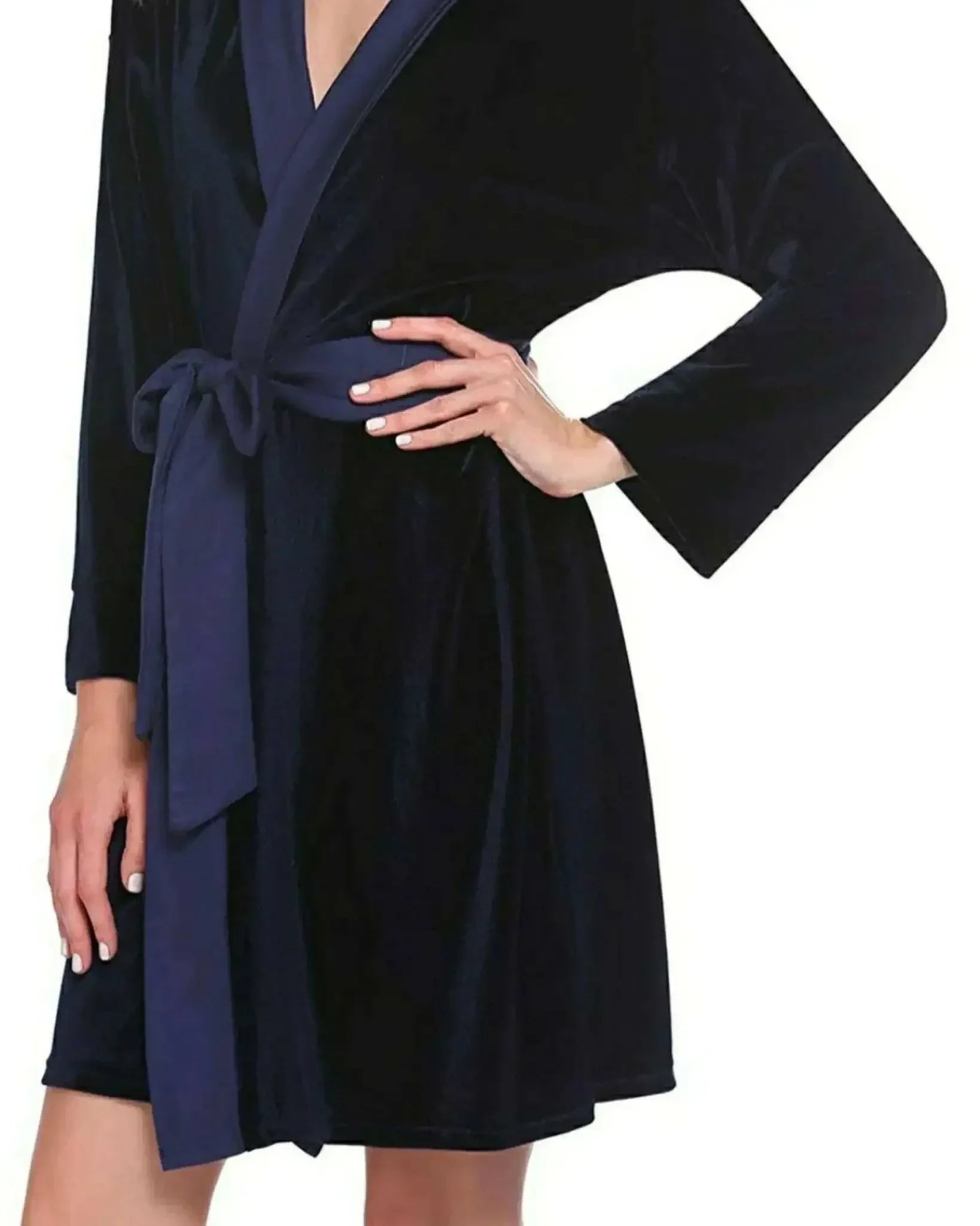 navy-velvet-solid-robe-gown-elora-by-m-silk-robe-set-33277087318202 - ELORA OFFICIAL - elora.com.pk - PK