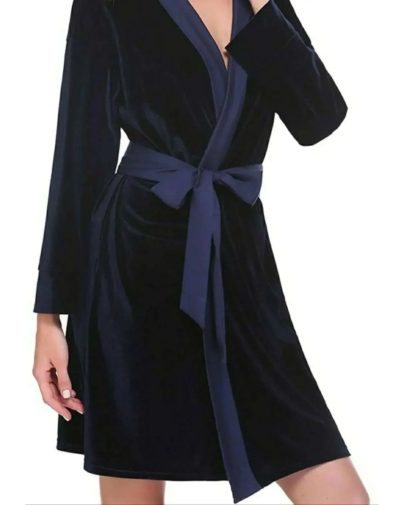 navy-velvet-solid-robe-gown-elora-by-m-silk-robe-set-33277087678650 - ELORA OFFICIAL - elora.com.pk - PK